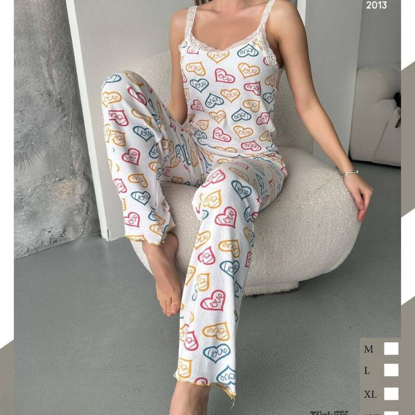 Pijama Dama – Set Pantaloni Lungi si Maiou | Confort Lejer, Stil Feminin | COD 7097-PJ