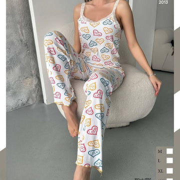 Pijama Dama – Set Pantaloni Lungi si Maiou | Confort Lejer, Stil Feminin | COD 7097-PJ