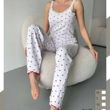 Pijama Dama – Set Pantaloni Lungi si Maiou | Confort Lejer, Stil Feminin | COD 7093-PJ
