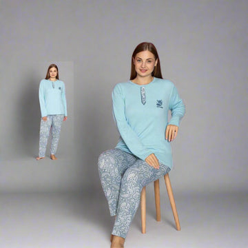 Pijama de dama batal din bumbac 100% – Confort si stil pentru nopti linistite | COD 8562-PJ