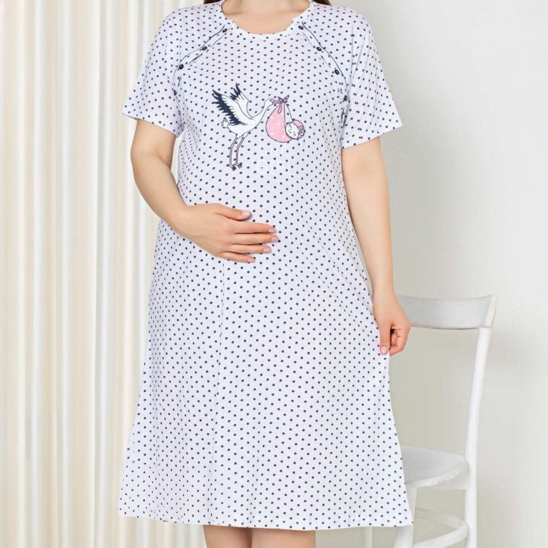 Camasa de noapte cu maneca scurta  – 100% bumbac, moale și respirabila, cod: 0019-PM