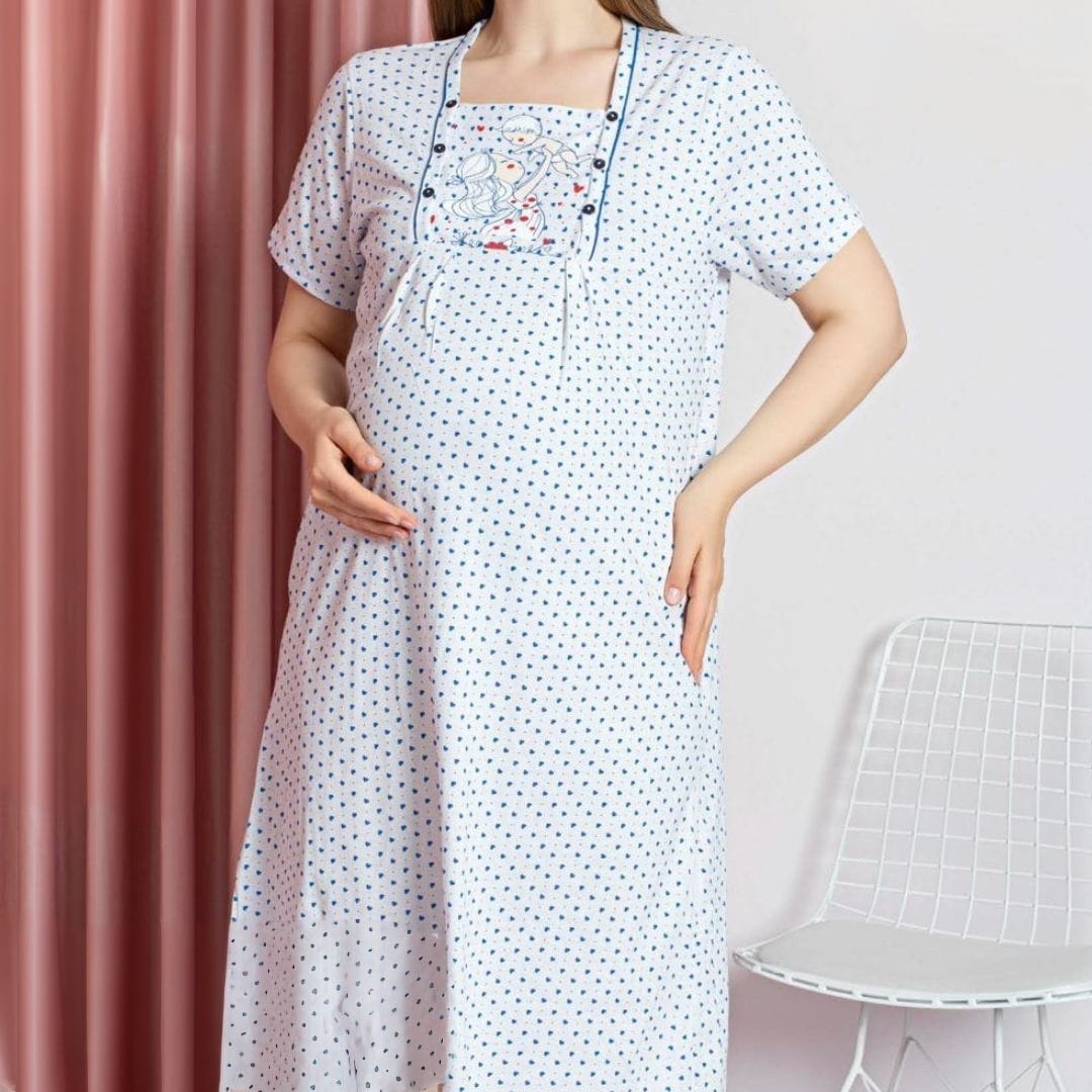 Camasa de noapte gravide cu maneca scurta – Confort si lejeritate pentru sarcina si alaptare | 0030-PM