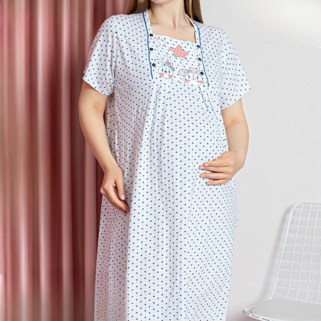 Camasa de noapte gravide cu maneca scurta – Confort si lejeritate pentru sarcina si alaptare | 0033-PM