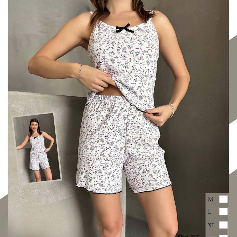 Pijamale Dama cu Pantaloni Scurti si Maiou – Stil si Confort pentru Vara | COD 7061-PJ