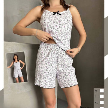 Pijamale Dama cu Pantaloni Scurti si Maiou – Stil si Confort pentru Vara | COD 7061-PJ