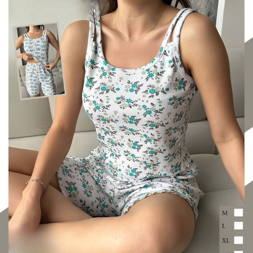 Pijamale Dama cu Pantaloni Scurti si Maiou – Stil si Confort pentru Vara | COD 7062-PJ