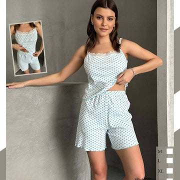 Pijamale Dama cu Pantaloni Scurti si Maiou – Stil si Confort pentru Vara | COD 7065-PJ
