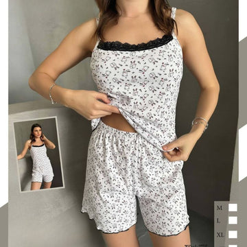 Pijamale Dama cu Pantaloni Scurti si Maiou – Stil si Confort pentru Vara | COD 7066-PJ