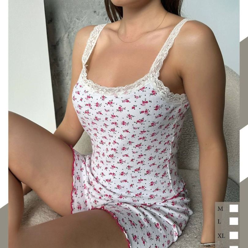 Pijamale Dama cu Pantaloni Scurti si Maiou – Stil si Confort pentru Vara | COD 7067-PJ
