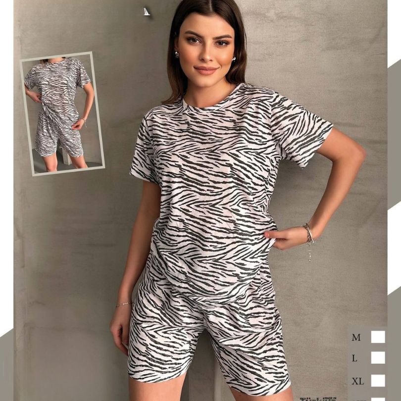 Pijama Dama – Set Pantaloni Scurti si Tricou | Confort si Stil pentru Vara | COD 7074-PJ