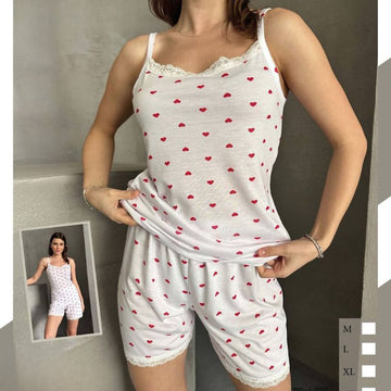 Pijamale Dama cu Pantaloni Scurti si Maiou – Stil si Confort pentru Vara | COD 7048-PJ