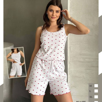 Pijamale Dama cu Pantaloni Scurti si Maiou – Stil si Confort pentru Vara | COD 7053-PJ