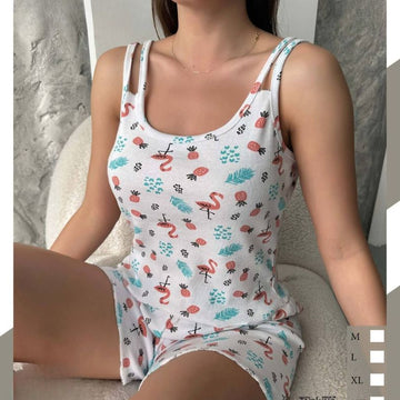 Pijamale Dama cu Pantaloni Scurti si Maiou – Stil si Confort pentru Vara | COD 7057-PJ