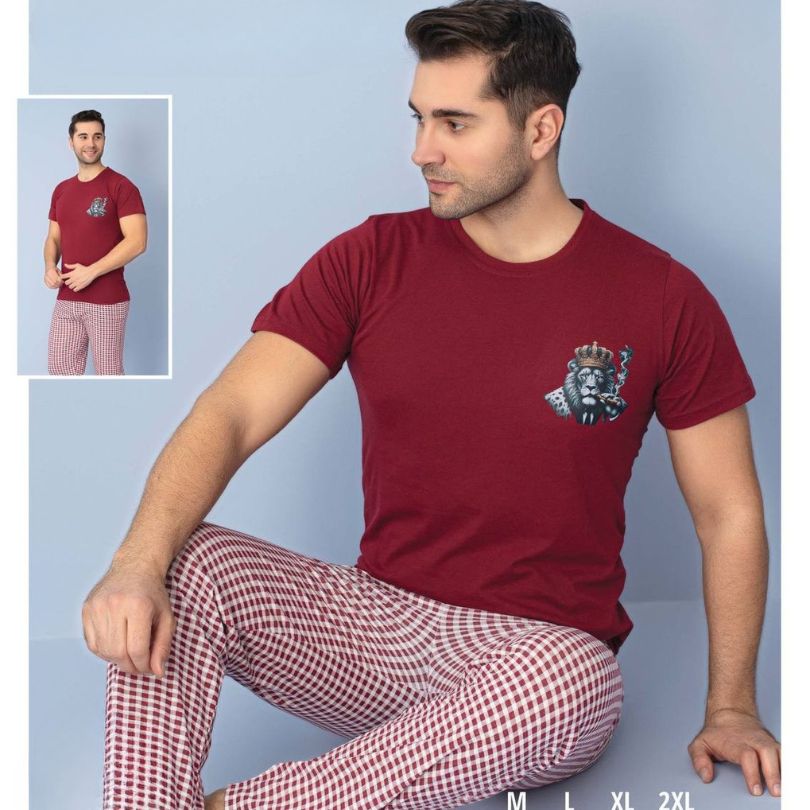 Pijama Barbati – Set Pantaloni Lungi si Tricou | Confort si Stil Pentru Noptile Racoroase | COD 7085-PJ