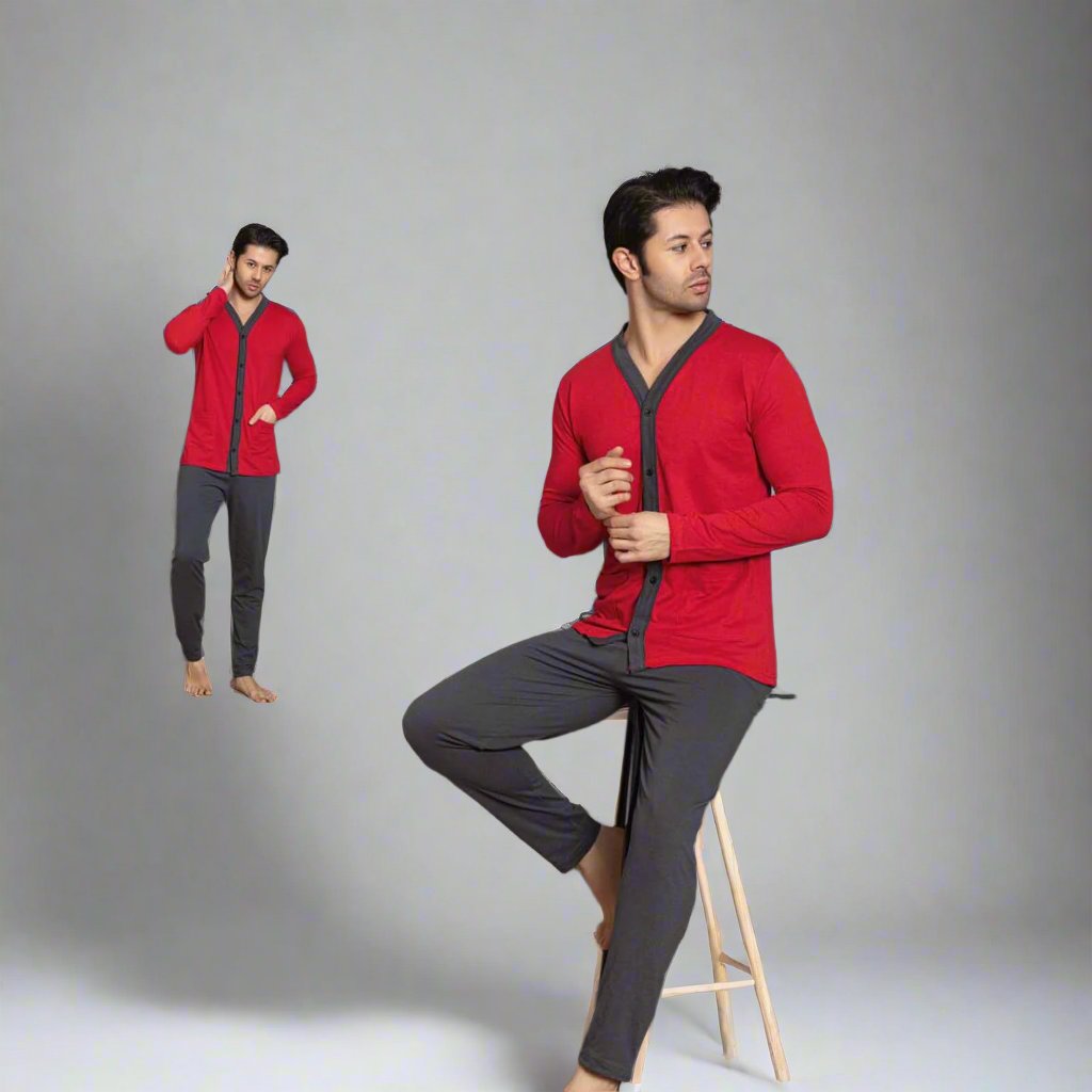 Pijama barbati – Model batal cu 5 nasturi, confort si stil | COD 8551-PJ