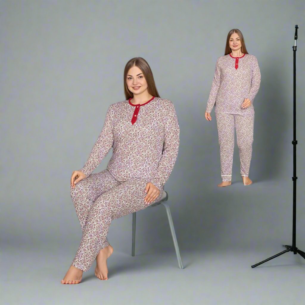 Pijama de dama batal din bumbac 100% – Confort si stil pentru nopti linistite | COD 8562-PJ
