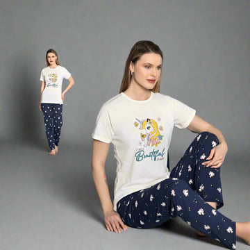 Pijama de Dama cu Tricou si Pantaloni Lung | 0007 - PJ