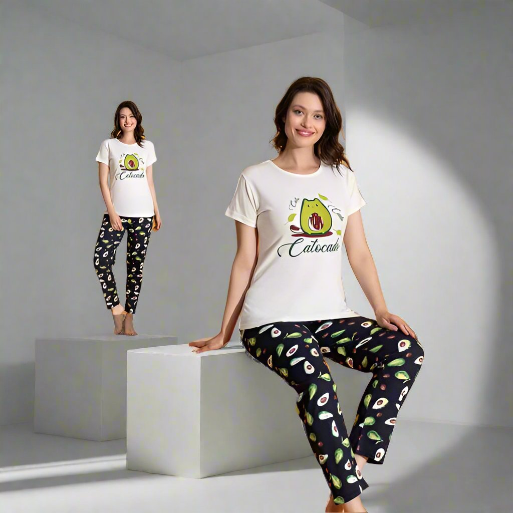 Pijama de Dama cu Tricou si Pantaloni Lung | 0013 - PJ