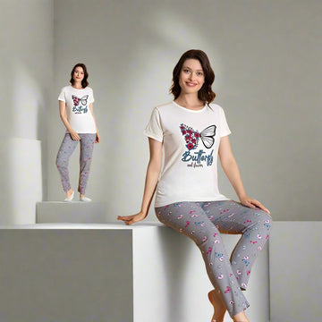 Pijama de Dama cu Tricou si Pantaloni Lung | 0014 - PJ