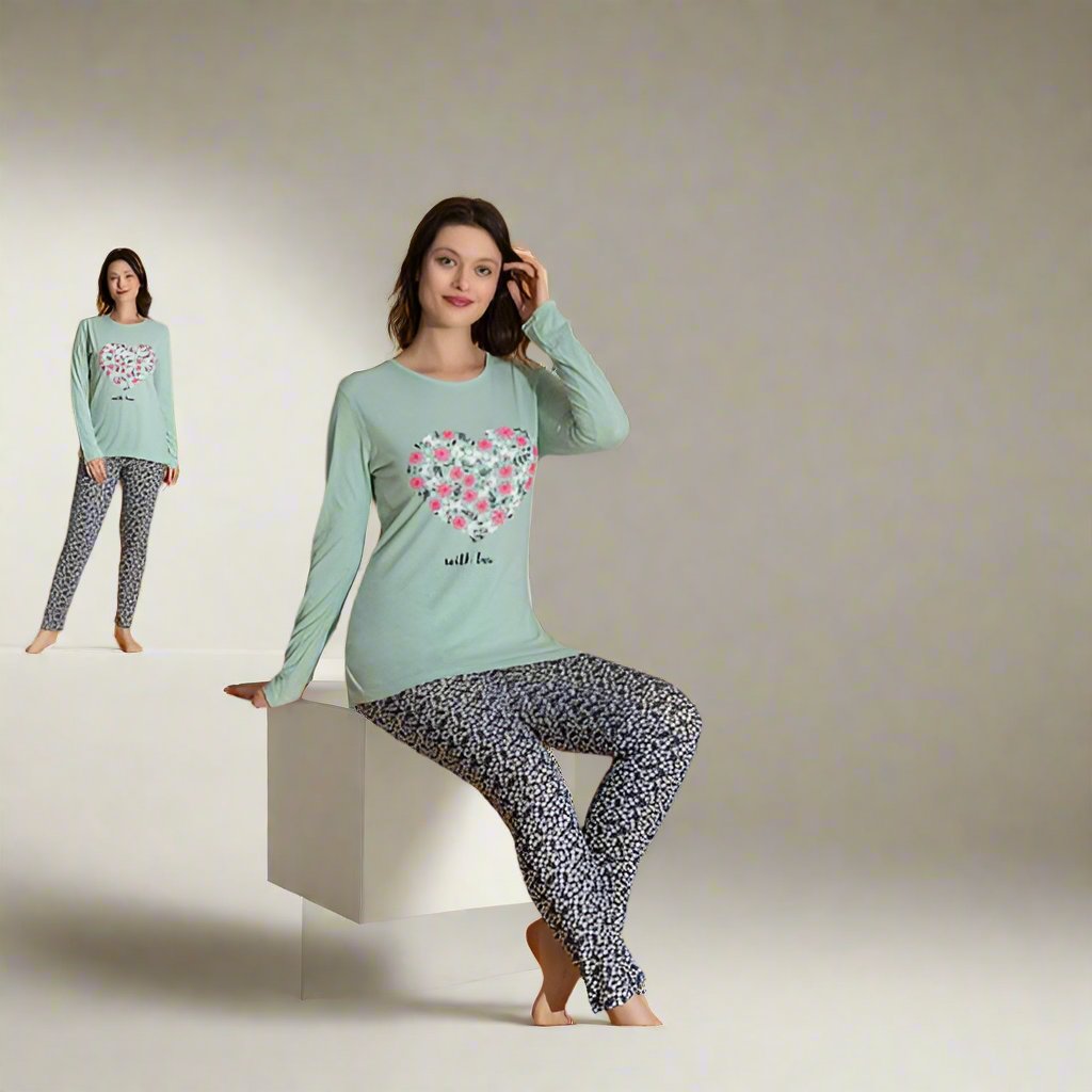 Pijama de Dama cu Bluza si Pantaloni Lungi | 0002 - PJ