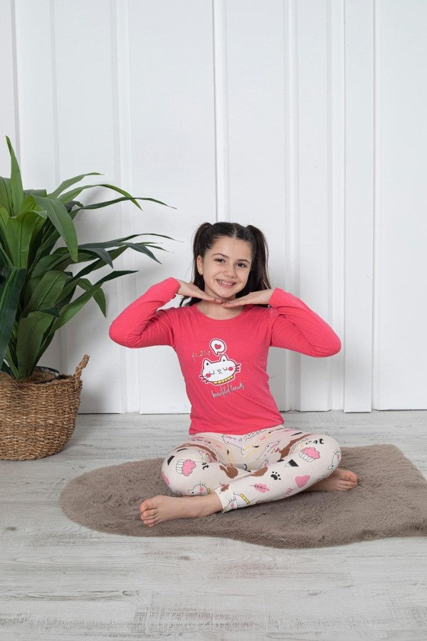 Pijama copii fete bumbac | 7002-PM