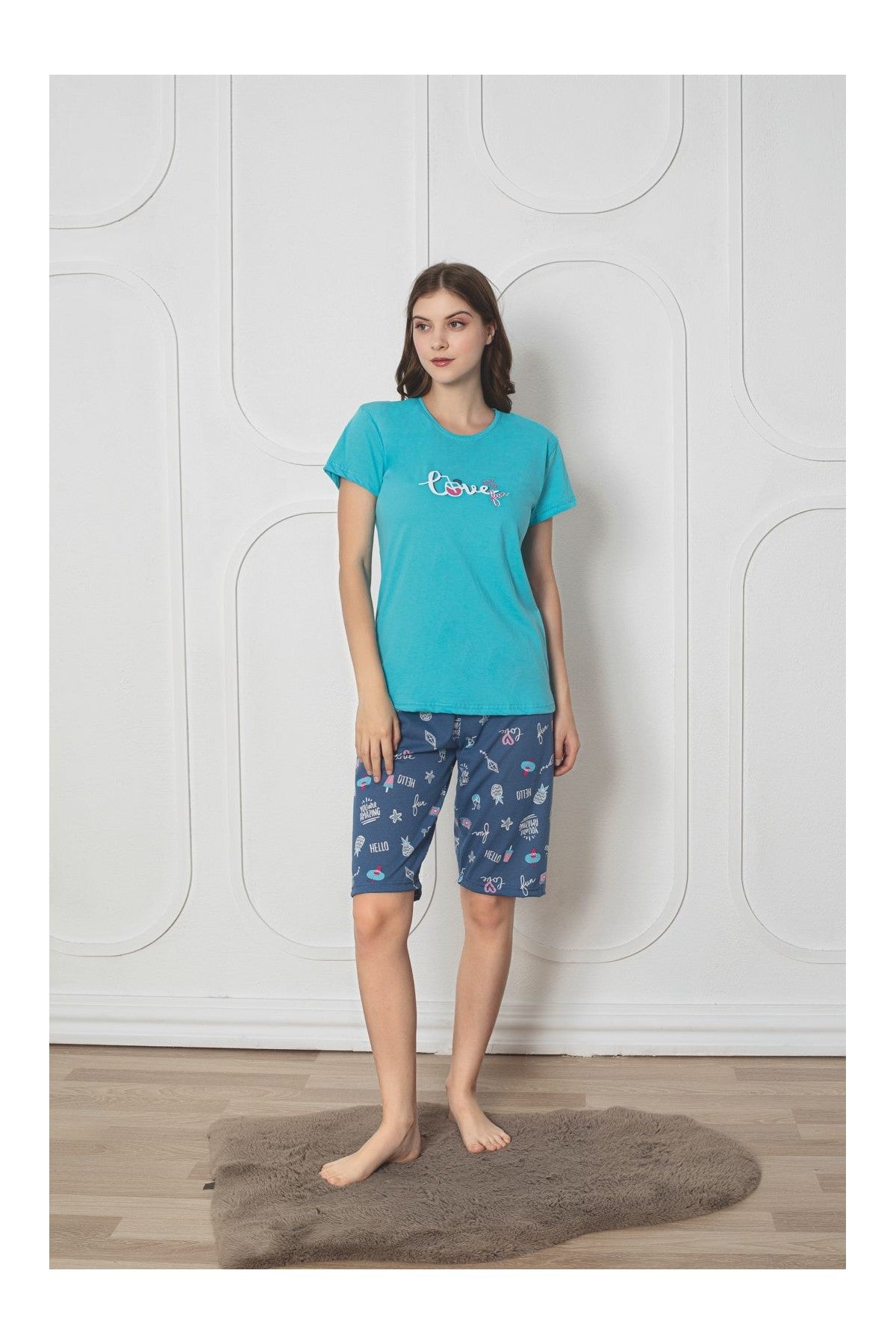 Pijama Dama Baki Pantaloni 3/4 0012-PK