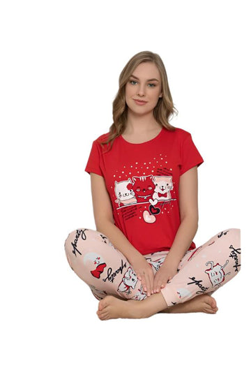 Pijama de Dama bumbac cu tricou | 0018 - PM