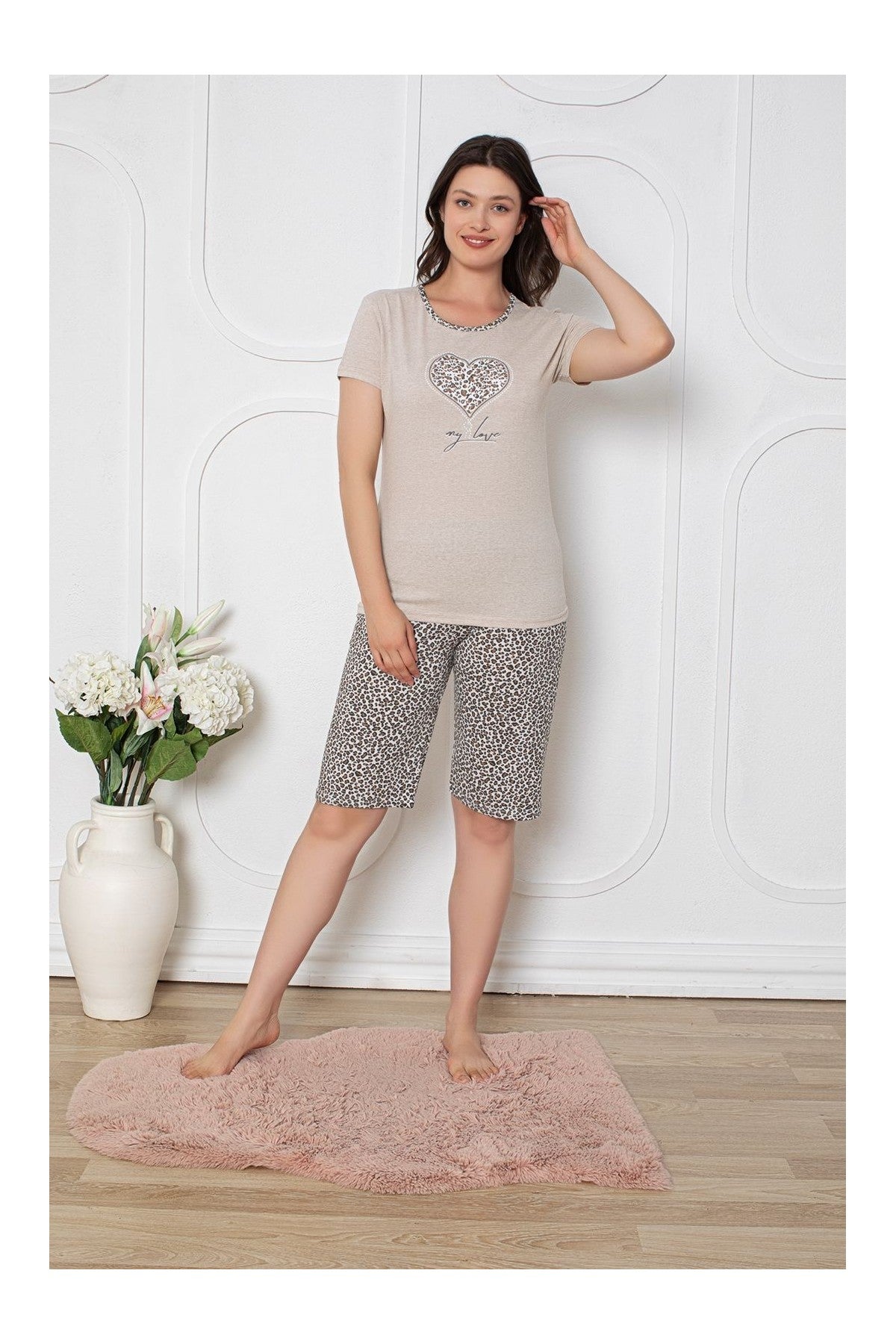 Pijama Dama Baki Pantaloni 3/4 0025-PK