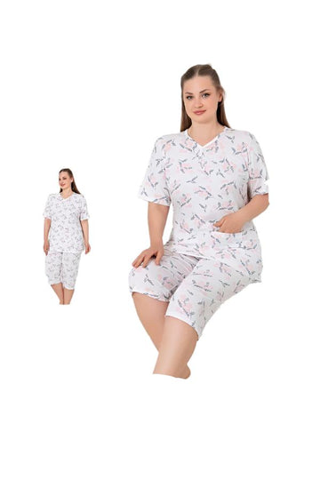 Pijama de Dama bumbac cu tricou batal | 0023 - PM